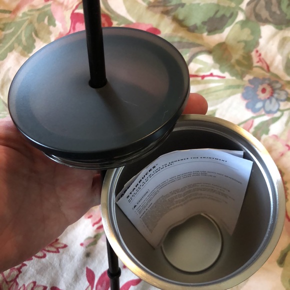 STARBUCKS Large venti Stainless Steel Cold Drink Cup Dual-Wall Black Straw NEW - Picture 12 of 14